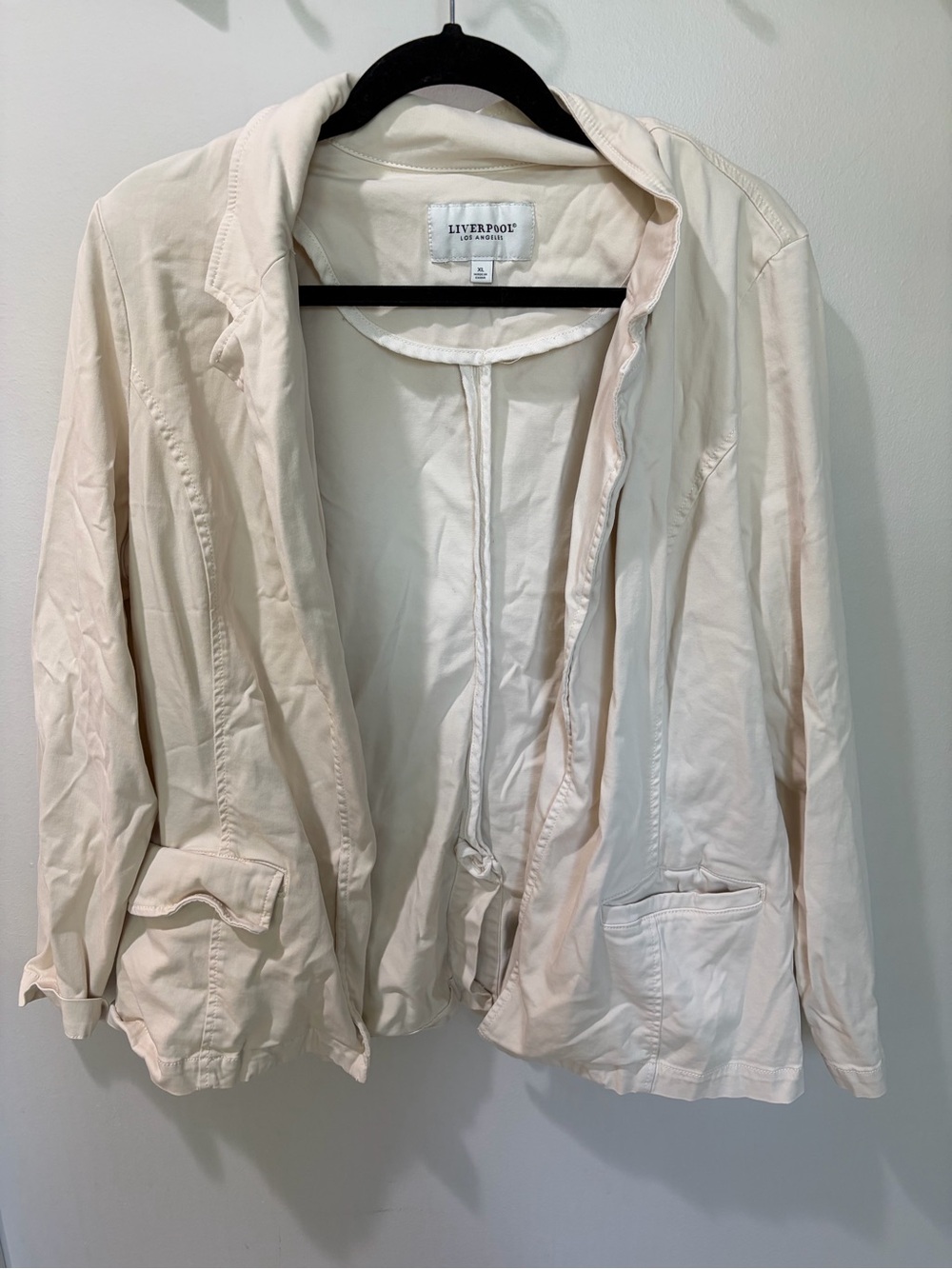 Liverpool Los Angeles Women XL Cream Stretch Blazer Jacket Open Front
